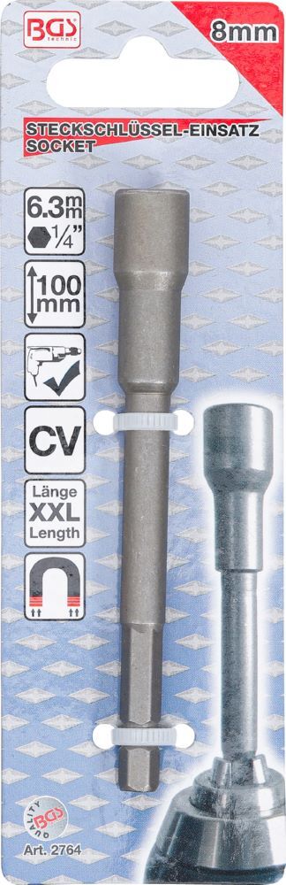 Produktbild Steckschlüssel Einsatz Sechskant extra lang für Bohrmaschinen 8 mm bild 4